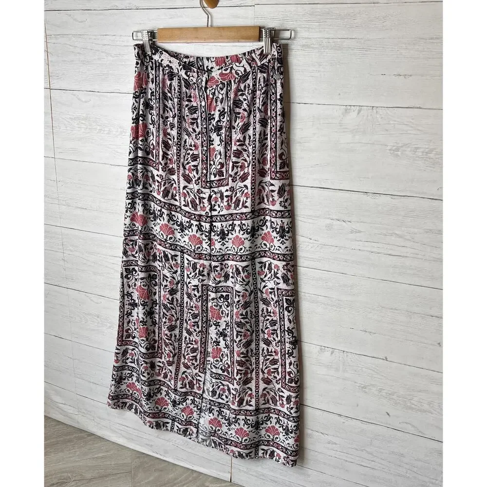 Roxy Skirt Womens Size Small Lost in My Mind Floral Navy & Red Maxi Front Slit